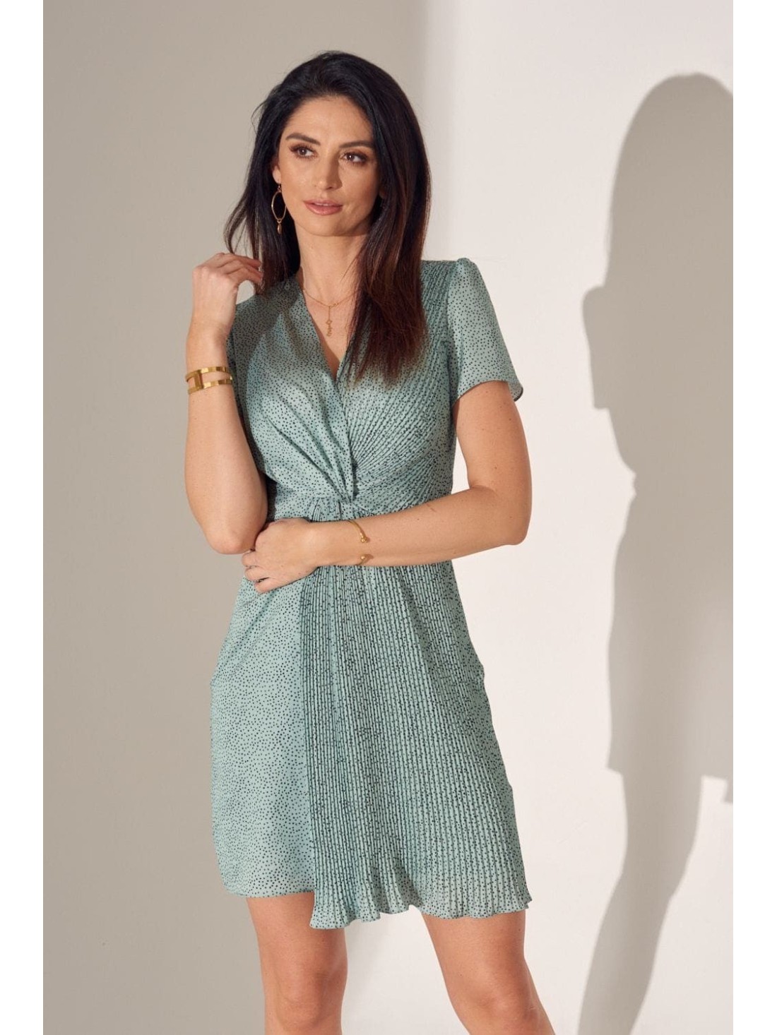 Rochie din doua piese cu buline, verde PR55128 - Magazin online - Boutique